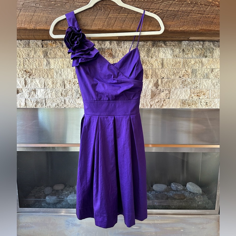 Women’s Purple Rosette Flower One Shoulder Dress